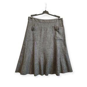 Barbara Bui Initials Wool Tweed A line Midi Skirt, Size FR40/M, Gray